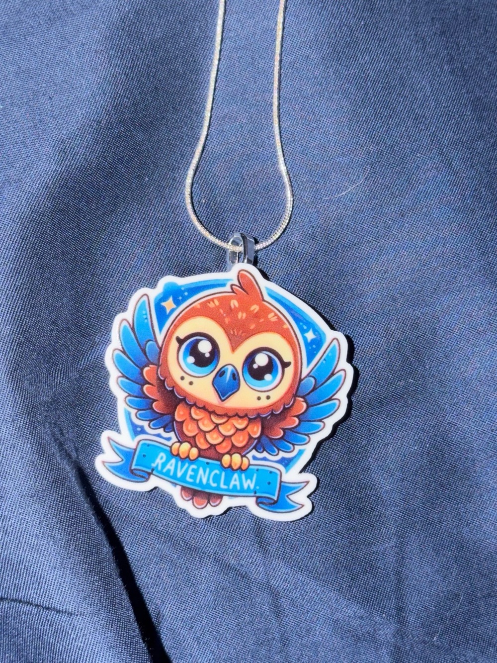 Ravenclaw Owl Pendant Necklace - Blue & Orange Bird Charm